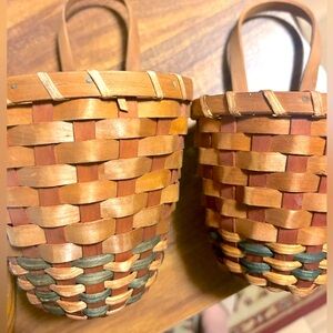 Brown and Green Basket wall hanger Set of two